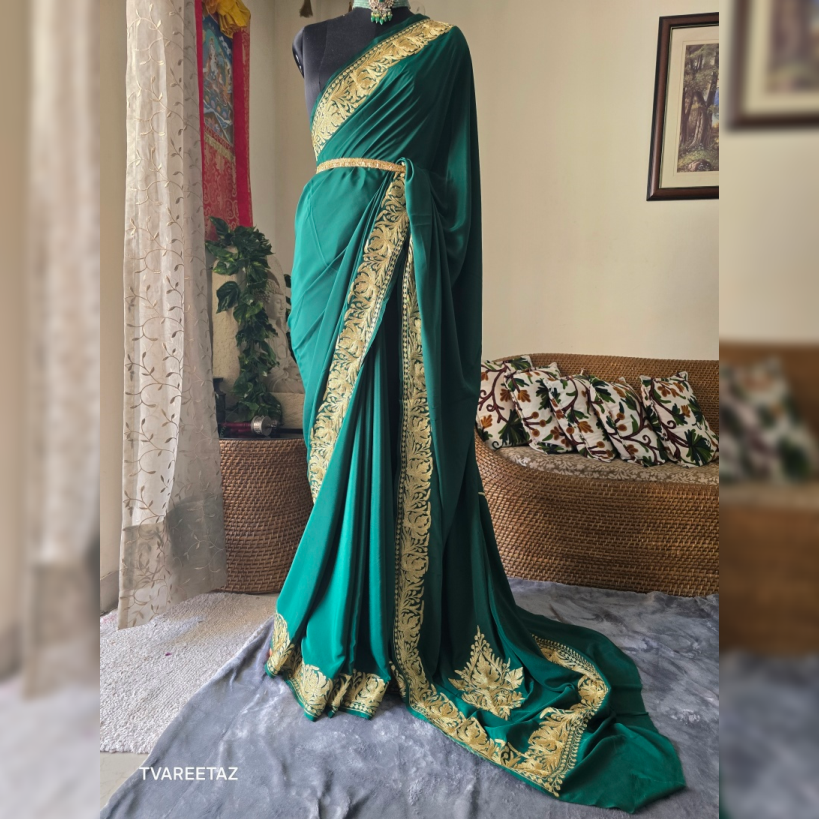 Kashmiri tilla embroidered saree