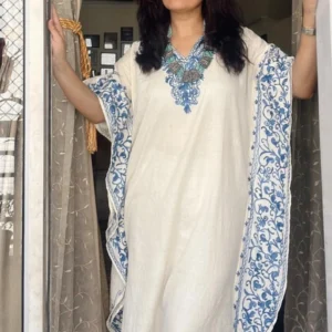 CRUSHED COTTON KAFTAN WHITE