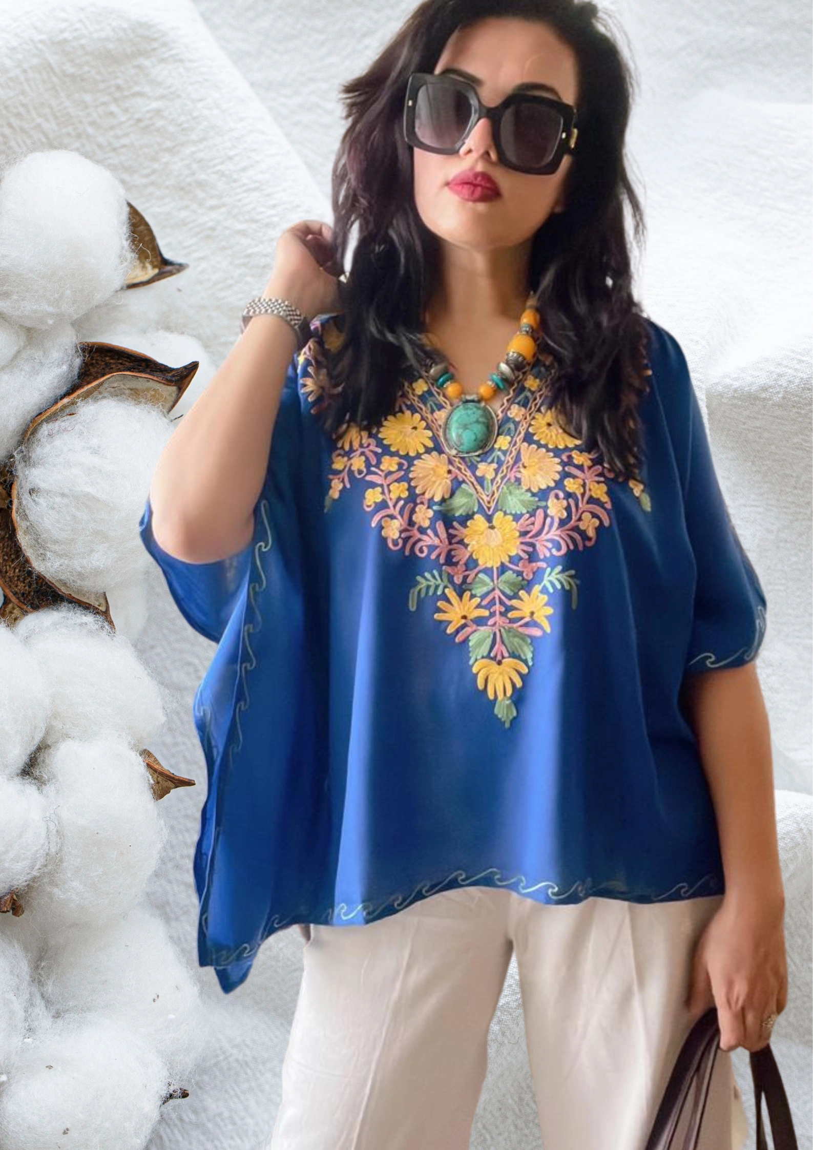 Soft cotton short kaftan