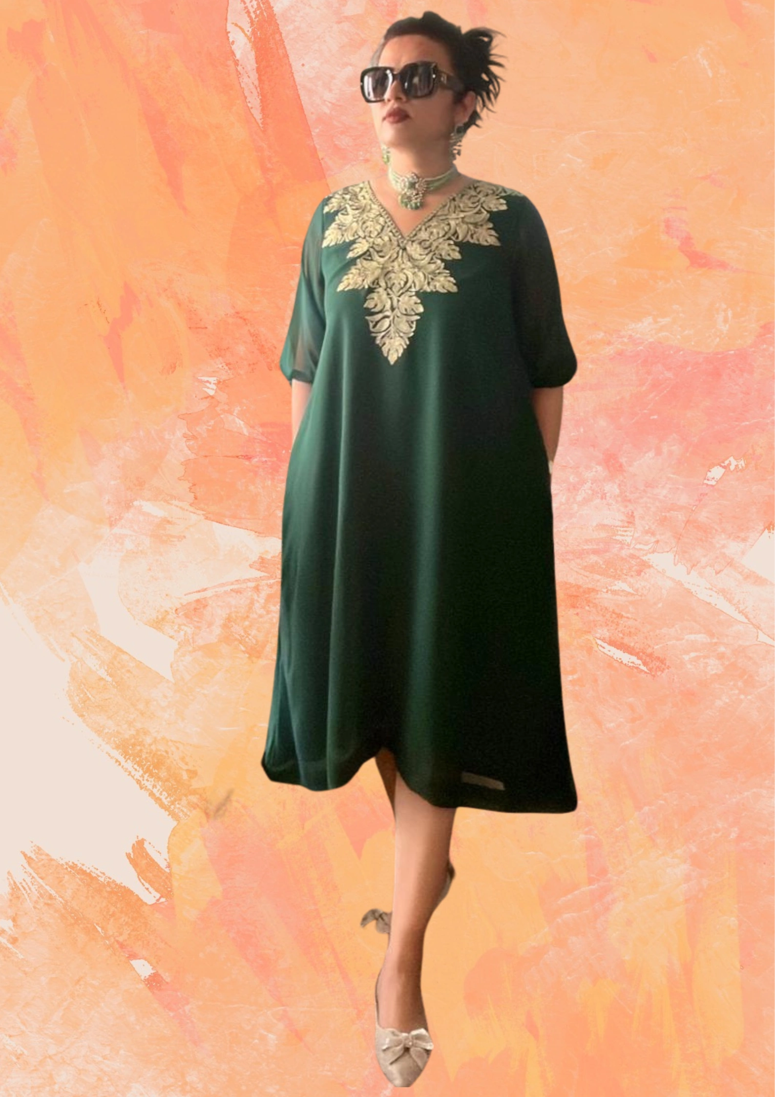 Exquisite Kashmiri Tilla Embroidered Dress