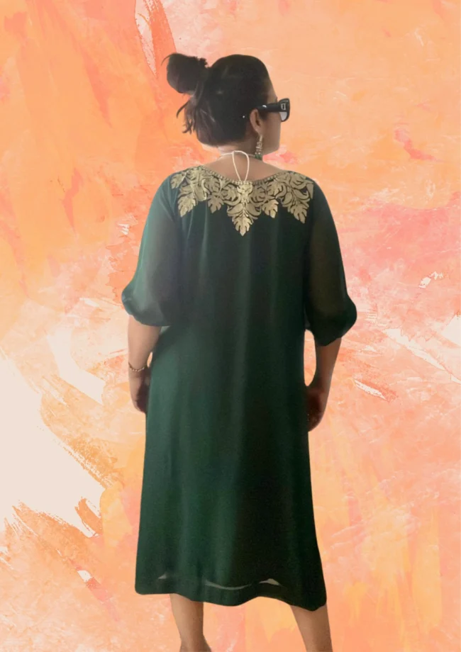 Exquisite Kashmiri Tilla Embroidered Dress - Image 7