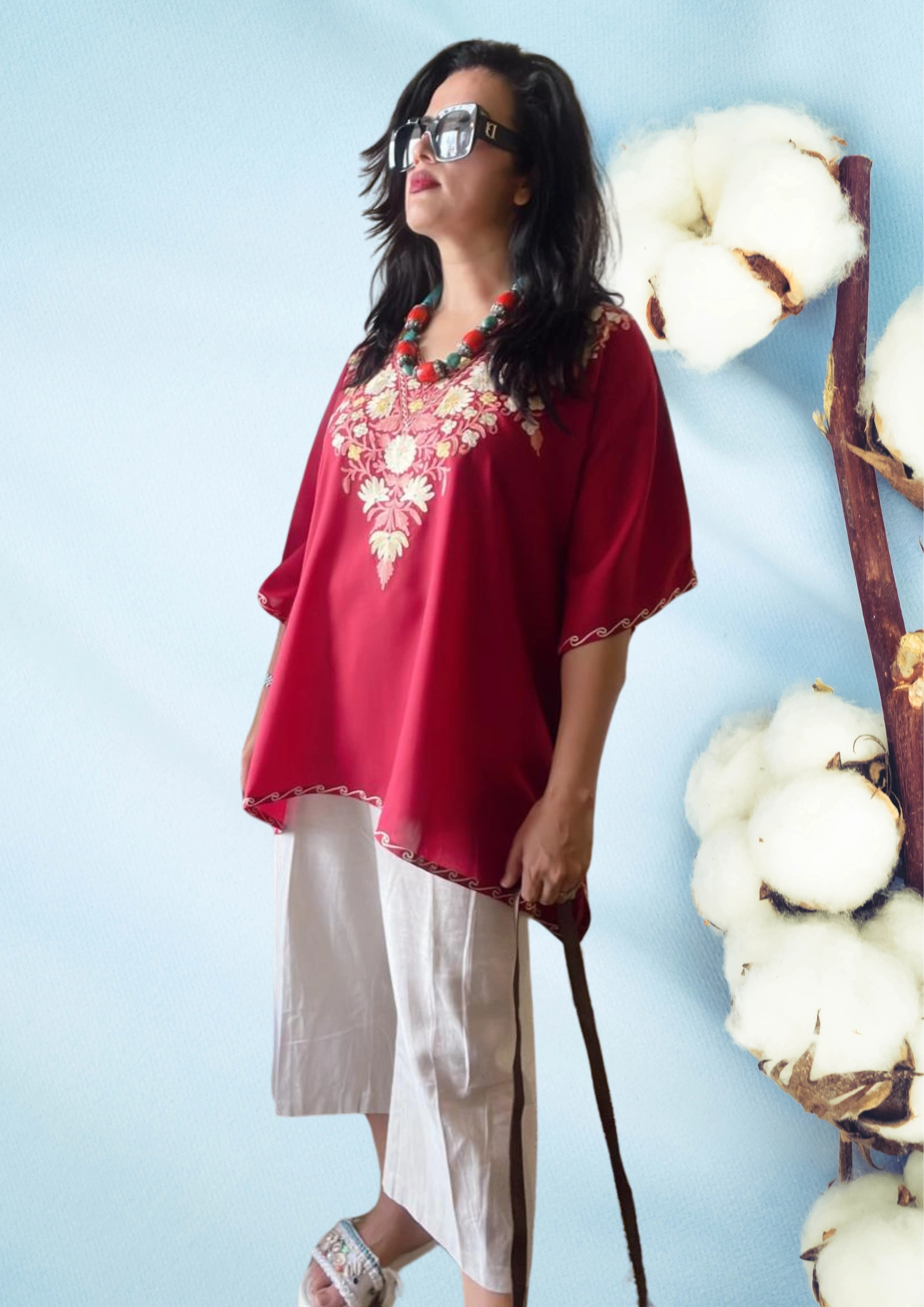 Soft cotton short kaftan