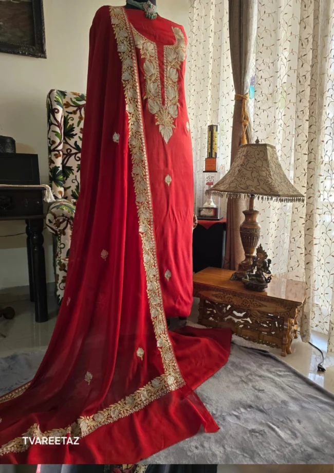 Exquisite Kashmiri Party Suit: Dual Tilla Embroidery