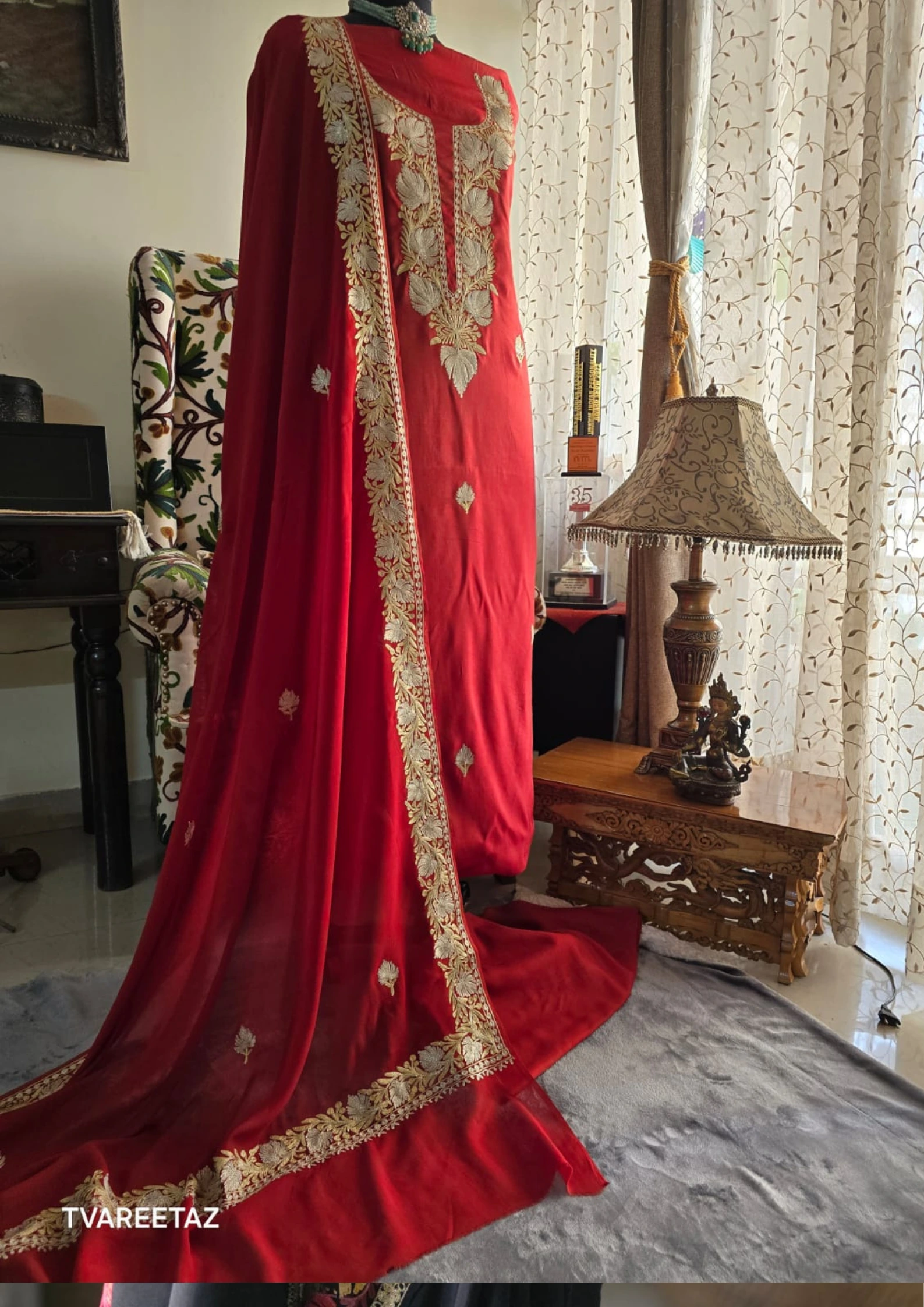 Exquisite Kashmiri Party Suit: Dual Tilla Embroidery