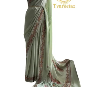 Exquisite Hand-Embroidered SOZNI  Saree by Ustaad