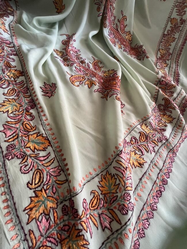 Exquisite Hand-Embroidered SOZNI  Saree by Ustaad - Image 3