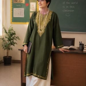 Handcrafted Luxury: Kashmiri Aari Embroidered Pheran