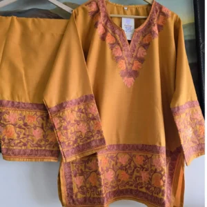 🌿 The Soul of Kashmir: Aari Embroidered Short Kurta Cordset 🌿