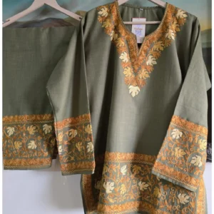 🌿 The Soul of Kashmir: Aari Embroidered Short Kurta Cordset 🌿