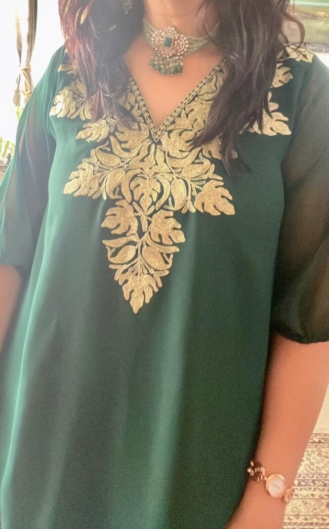 Exquisite Kashmiri Tilla Embroidered Dress - Image 2