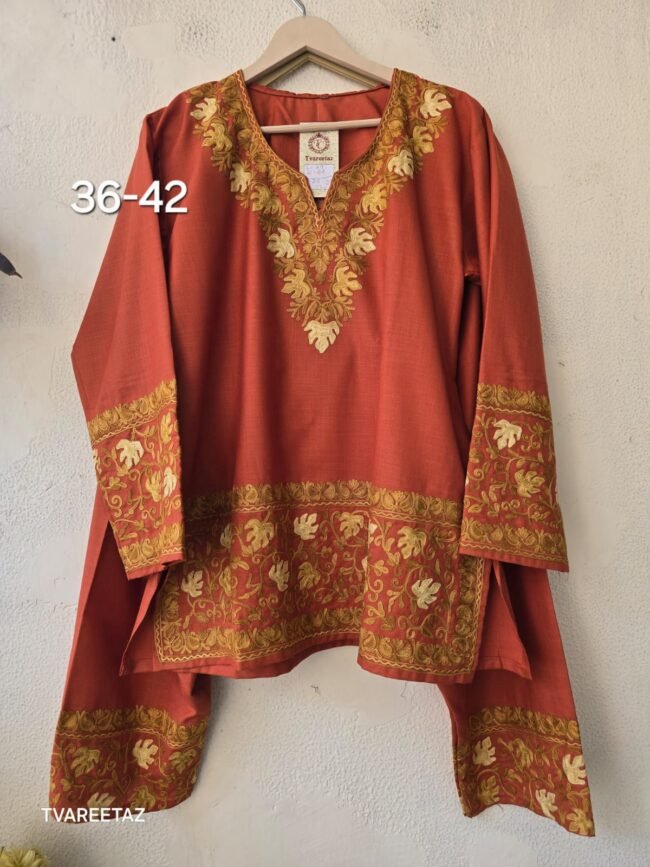 🌿 The Soul of Kashmir: Aari Embroidered Short Kurta Cordset 🌿 - Image 3