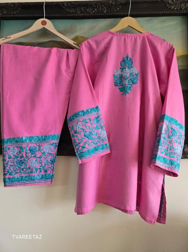 🌿 The Soul of Kashmir: Aari Embroidered Short Kurta Cordset 🌿 - Image 4