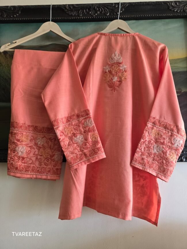 🌿 The Soul of Kashmir: Aari Embroidered Short Kurta Cordset 🌿 - Image 4