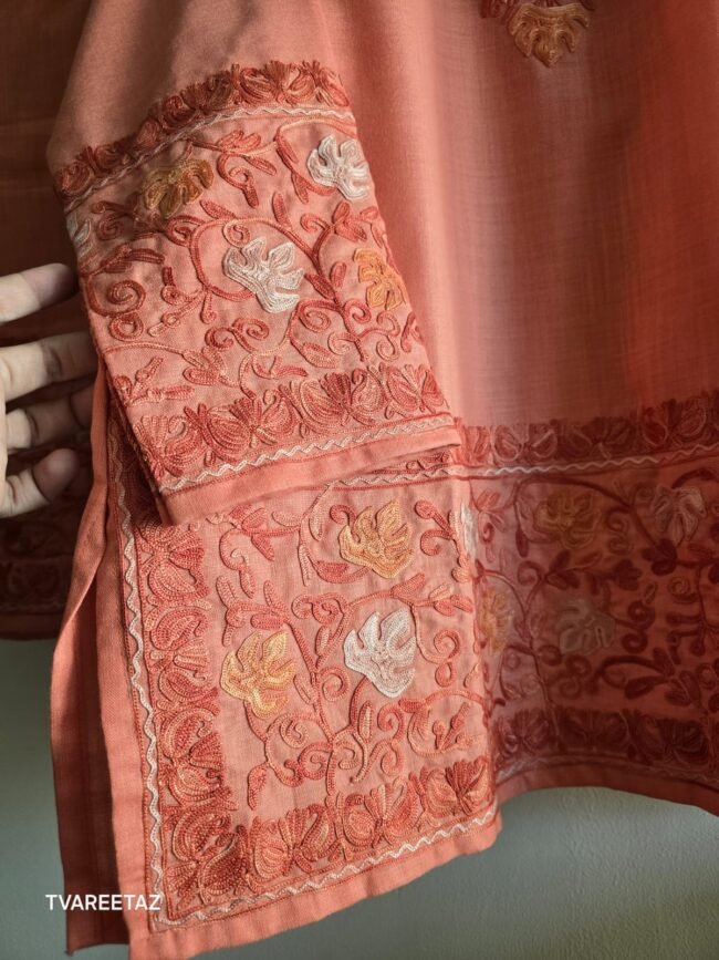 🌿 The Soul of Kashmir: Aari Embroidered Short Kurta Cordset 🌿 - Image 3
