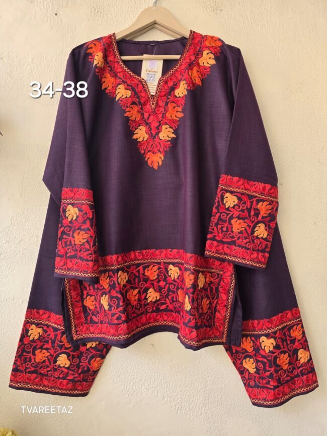 🌿 The Soul of Kashmir: Aari Embroidered Short Kurta Cordset 🌿 - Image 2