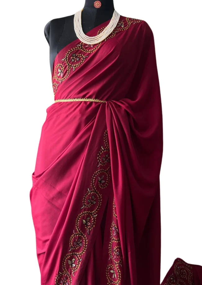 ROYAL AKSH : Exquisite Hand-Embroidered Papermeshie Saree by Ustaad - Image 2