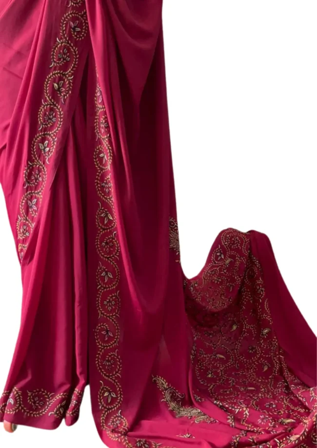 ROYAL AKSH : Exquisite Hand-Embroidered Papermeshie Saree by Ustaad - Image 5