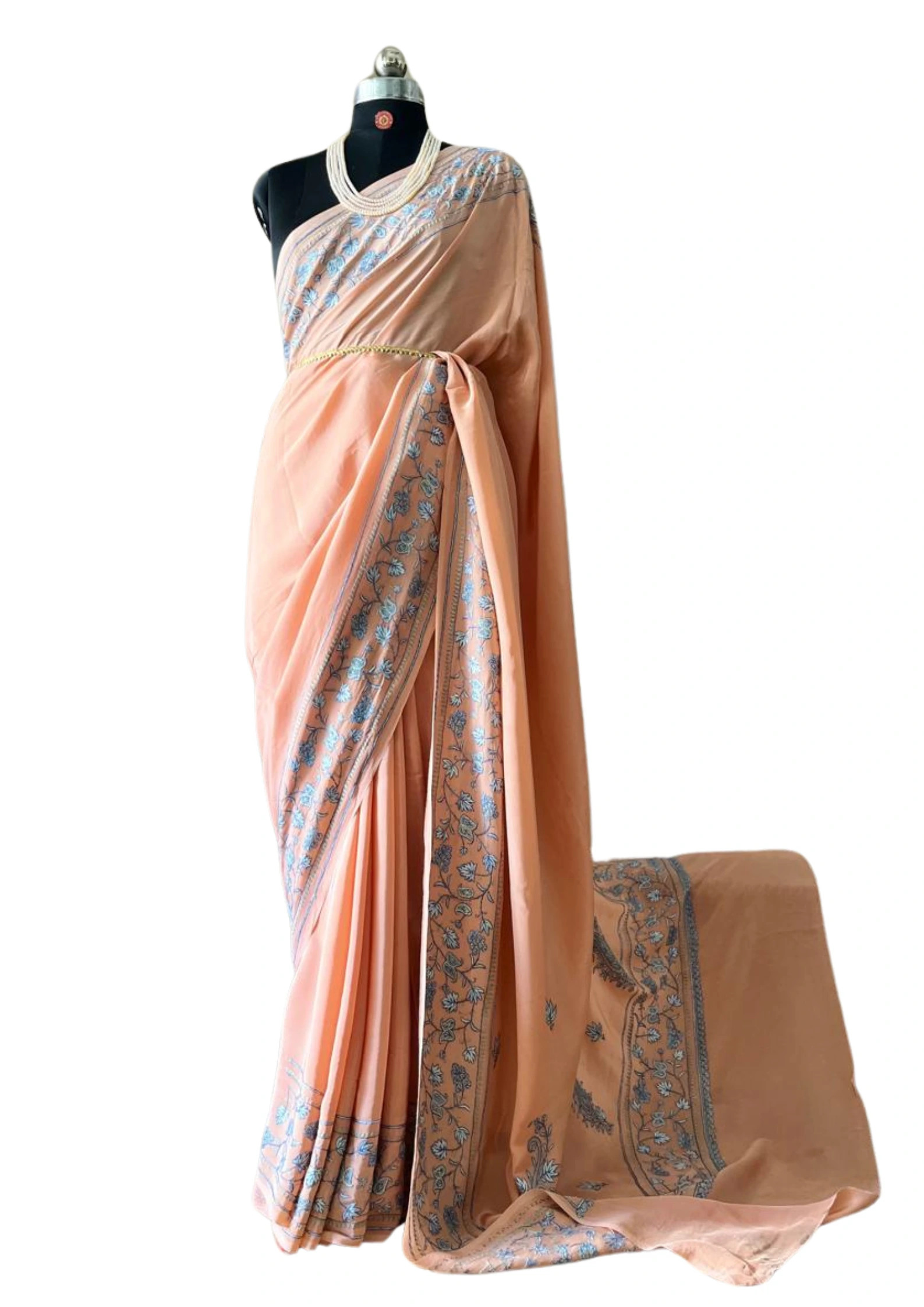 Exquisite Hand-Embroidered Papermeshie Saree by Ustaad