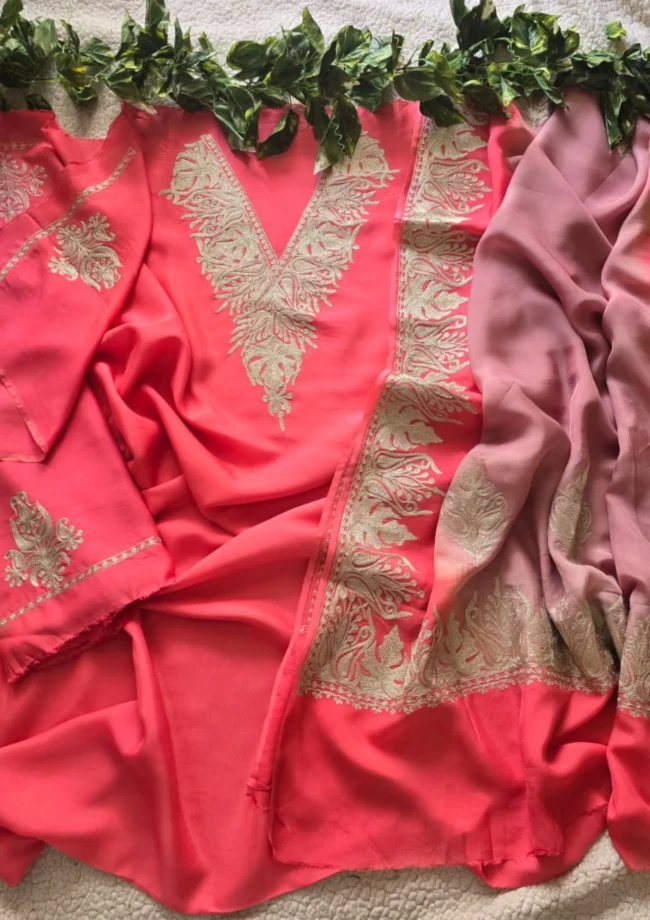 Exquisite Kashmiri Party Suit: Dual Tilla Embroidery