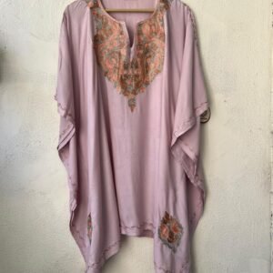 Elegant Comfort Meets Tradition: Kashmiri Tilla Embroidery Kaftan by Tvareetaz