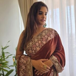 Sanskari – The Regal Kashmiri Makhmal Saree by Tvareetaz