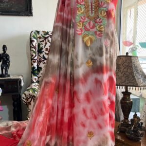 Shibori-Dyed Georgette Suit with Kashmiri Aari Embroidery
