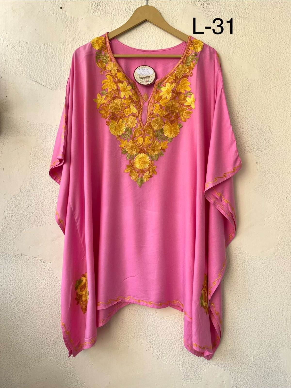 Kashmiri Aari Embroidered Rayon Kaftan