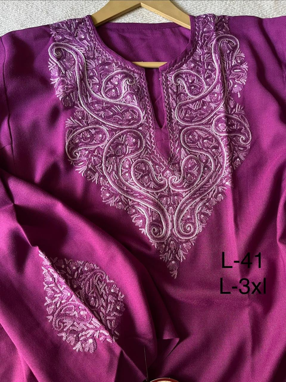 Handcrafted Luxury: Kashmiri Aari Embroidered Pheran (Copy) - Image 4