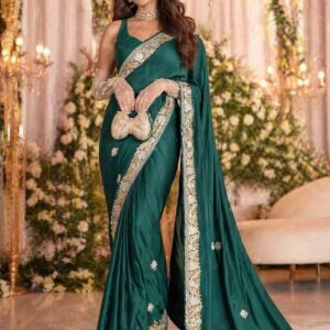 Bottle Green Kashmiri Tilla Saree – Elegance Woven for Every Celebration