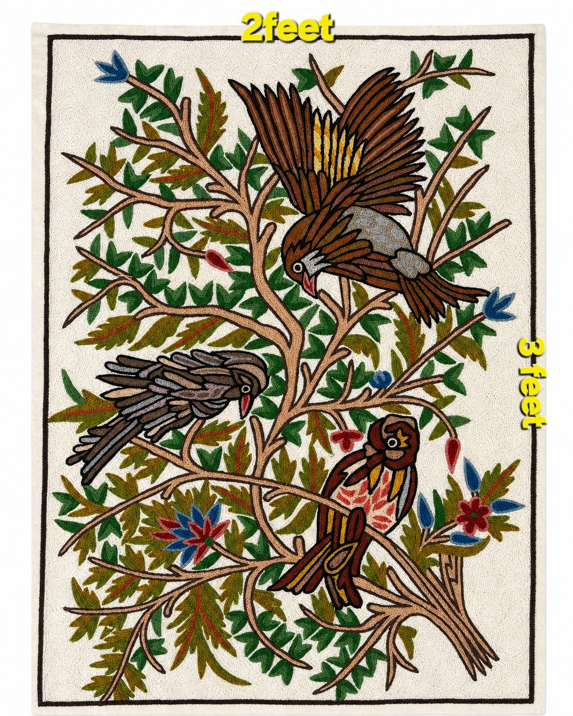 Hand-Embroidered Kashmiri Wall Hanging (2 x 3 Feet) - Image 3